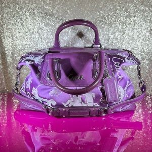 Coach Ashley Purple Large Horse And Carriage Two-Way Satchel